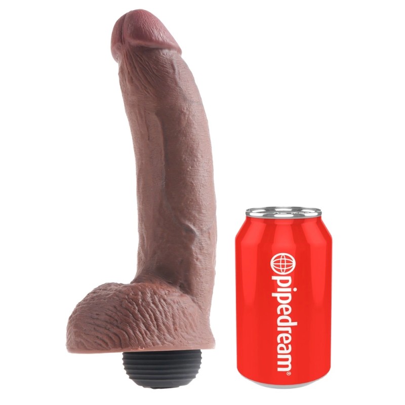 King Cock - Realistyczne Naturalne Dildo Z Wytryskiem 23 CM Ciemny Kolor Skóry